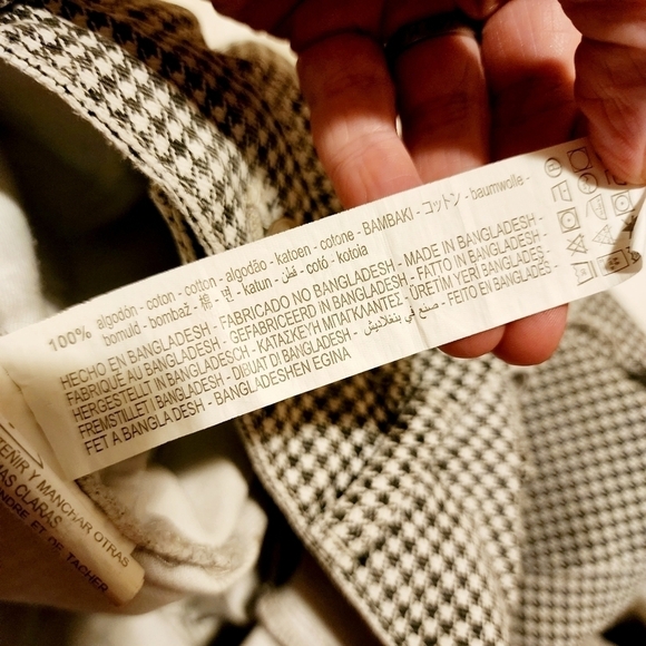 Zara Micro Houndstooth Black White Button Down Front Denim Mini Skirt Women's M - Picture 9 of 9